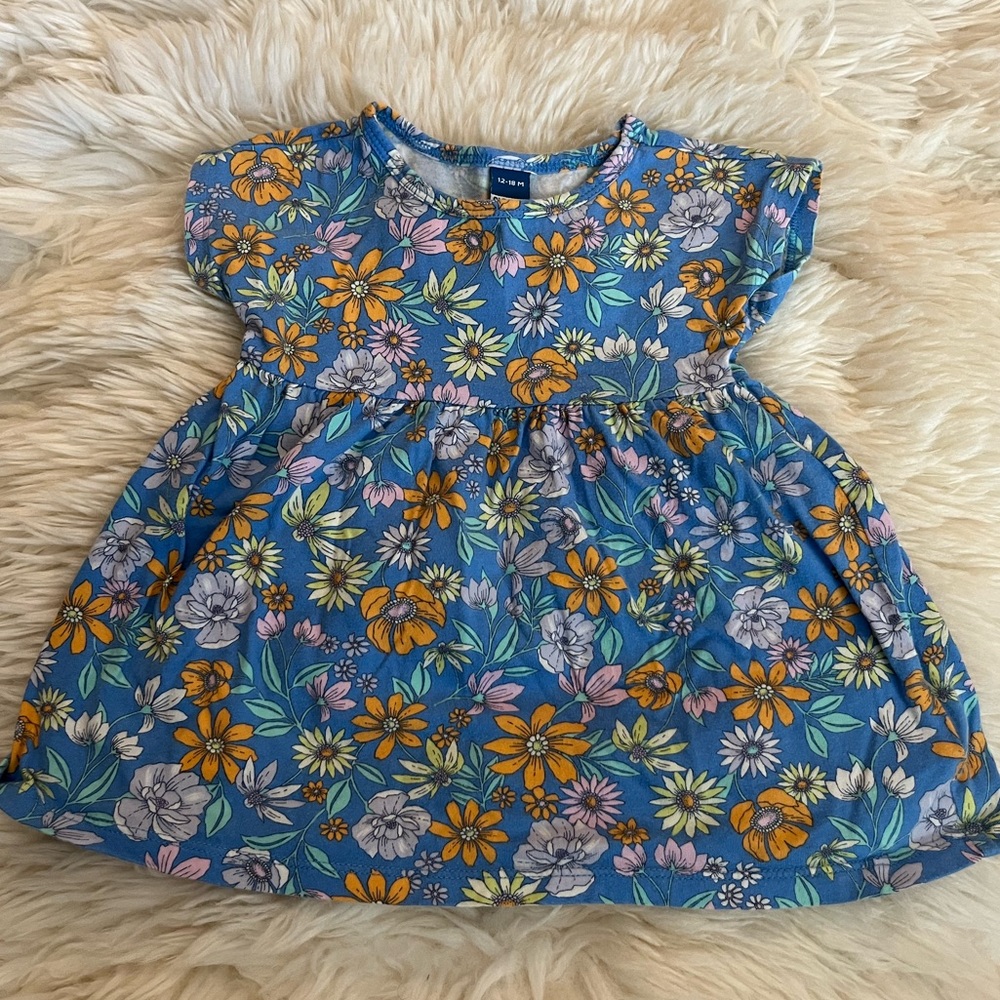 Blue short sleeve floral dress, Old Navy, 12-18M